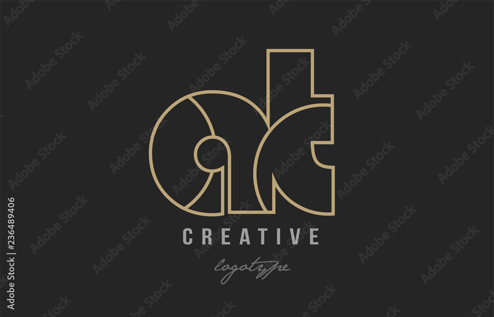 black and yellow gold alphabet letter at a t logo combination company ...