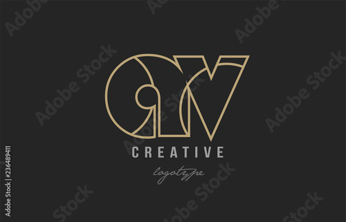 black and yellow gold alphabet letter av a v logo combination company icon design