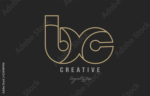 black and yellow gold alphabet letter bc b c logo combination company icon design