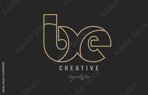 black and yellow gold alphabet letter be b e logo combination company icon design