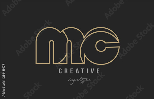 black and yellow gold alphabet letter mc m c logo combination company icon design