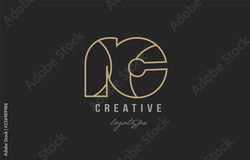 black and yellow gold alphabet letter rc r c logo combination company icon design