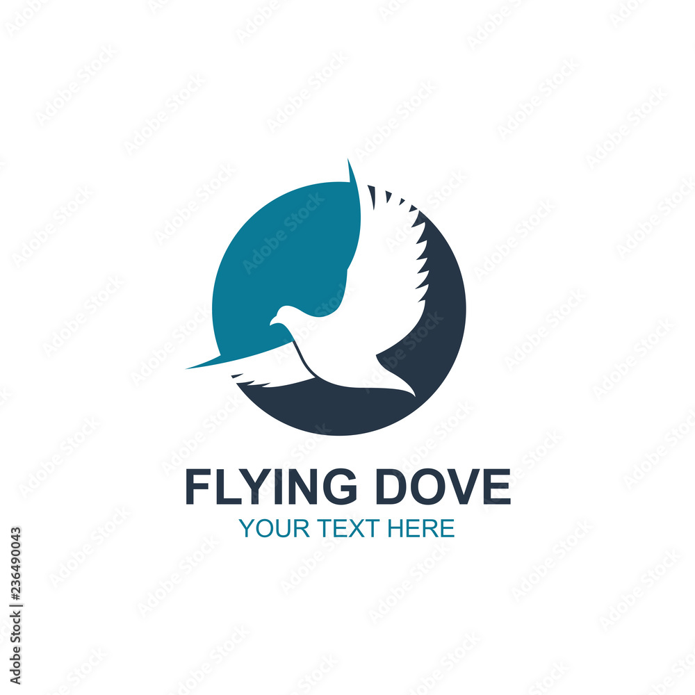 Obraz premium icon of flying dove silhouette isolated on white background 