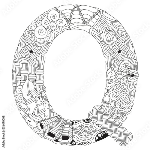 Letter Q zentangle. Vector object for decoration