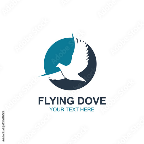 icon of flying dove silhouette isolated on white background 