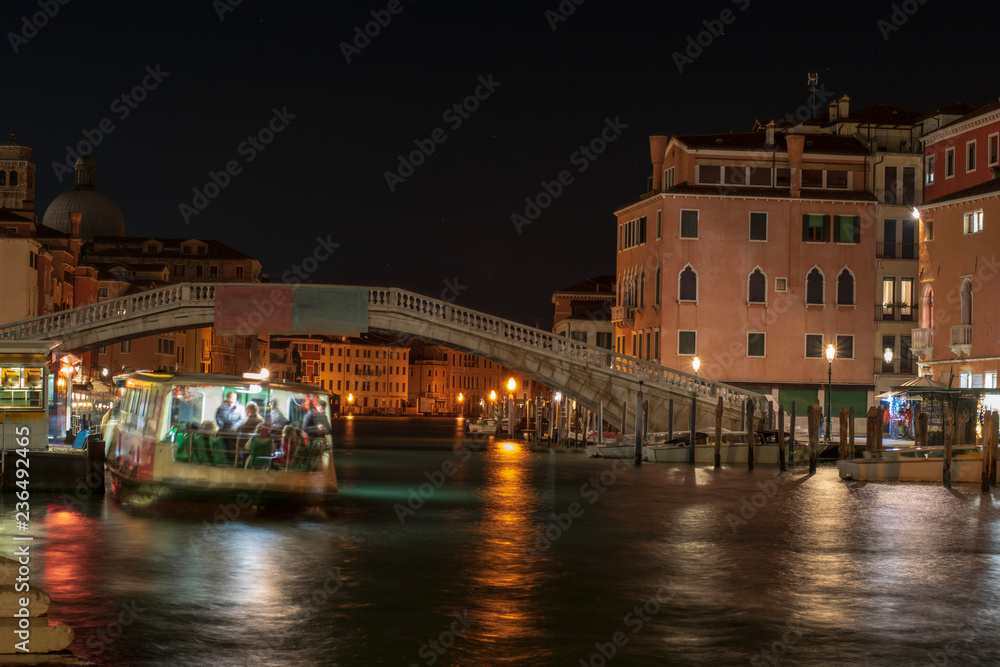 Vaporetto on grand canal in the vecinity of the bridge of Scalzi 
