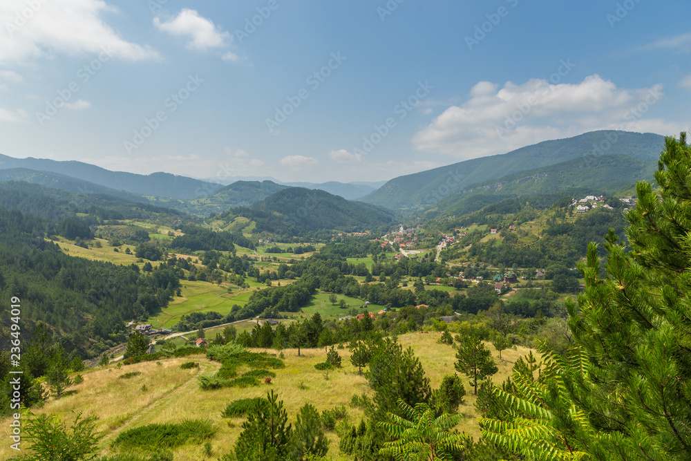 View of the Mokra Gora from the Sargan Vitasi station,panorama Serbia.