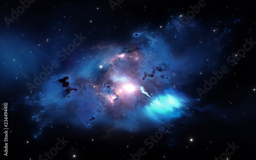 Fototapeta Naklejka Na Ścianę i Meble -  Space nebula, for use with projects on science, research, and education. Interstellar cloud of gas, plasma, and dust, deep outer space background with stars.