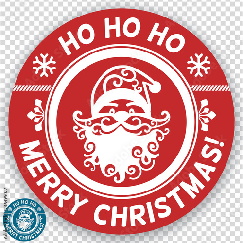 Santa Claus stamp. Portrait of Santa on the red background