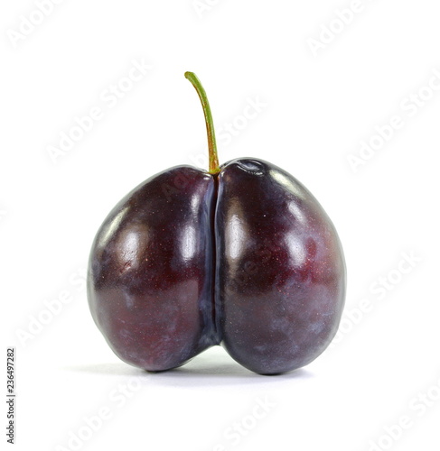 Double plum isolated on the white background