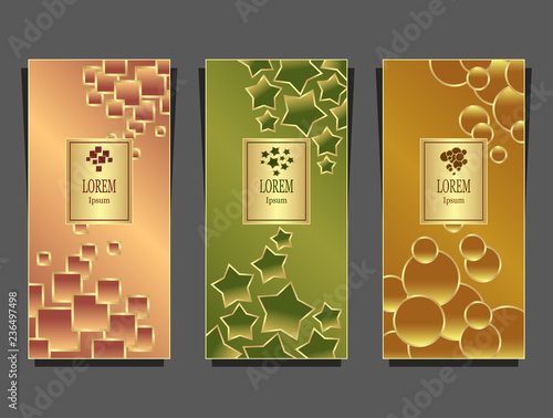 Set Templates for package from Luxury background made by geometric forms colorful  for cosmetic or perfume or for package of tea or for alcohol label or for brand book