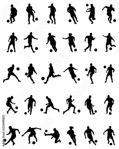 Black silhouettes of football players on a white background © SilhouetteDesigner