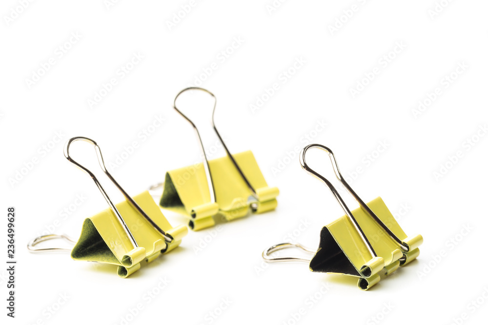 colour paper clips isolated on white background