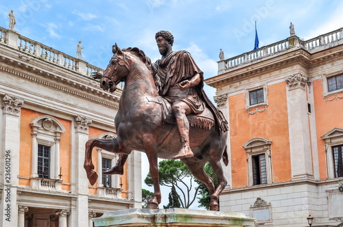 Statue of Marcus Aurelius on Capitoline Hill, Rome, Italy photo