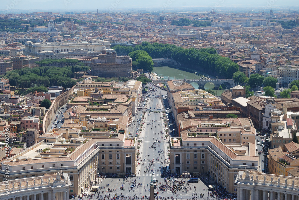 The Vatican and the city of Rome look from above.