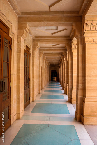 Photography JODHPUR, RAJASTHAN, INDIA - OCTOBER 26, 2018: A corridor at Umaid Bhawan Palace, located in Jodhpur in Rajasthan, is one of the world's largest private residences