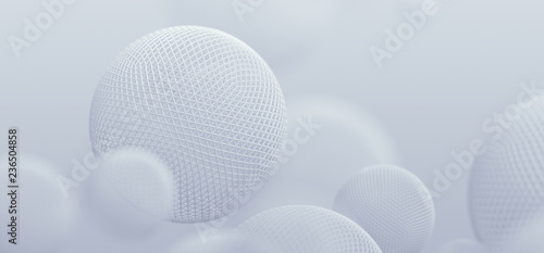 Abstract 3d rendering of geometric shapes. Modern background design with spheres photo