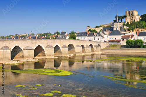 Old bridge on the Cher River in Montrichard, France.