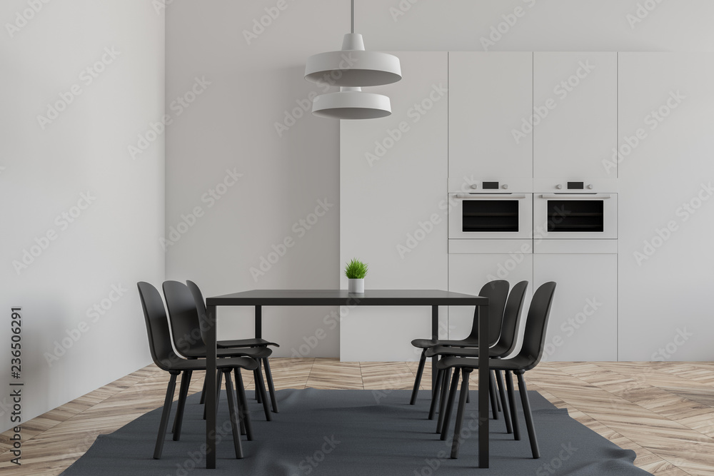 Fototapeta premium White dining room interior, ovens