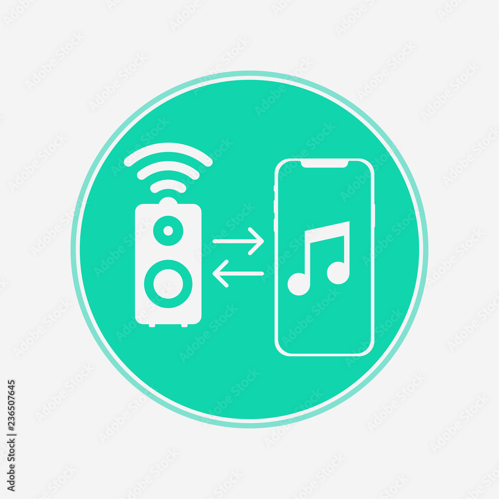Phone pairing with speaker vector icon sign symbol Phone pairing with speaker vector icon sign symbol