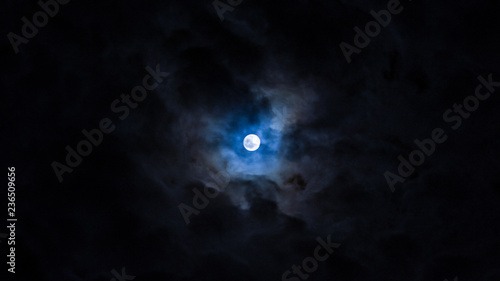 Moon with Blue Clouds