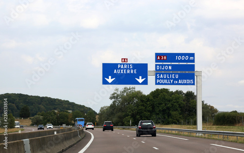 many signboards in the highway of France