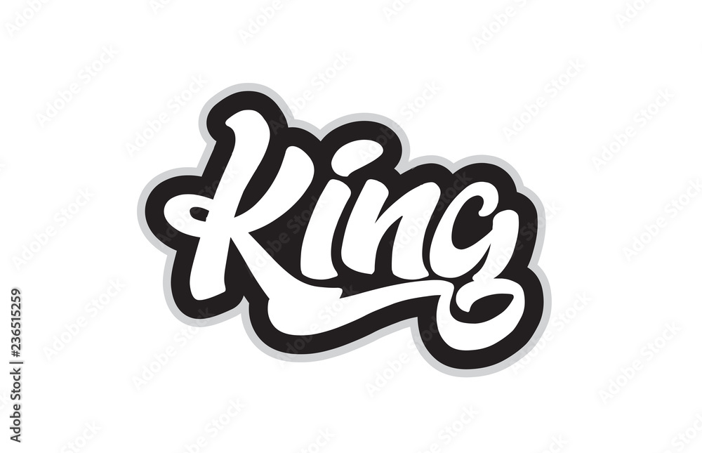black and white king hand written word text for typography logo design