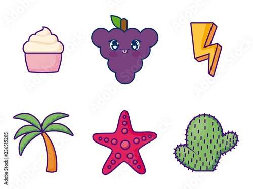 sweet and adorable kawaii set characters