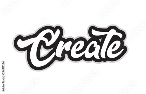 black and white create hand written word text for typography logo design