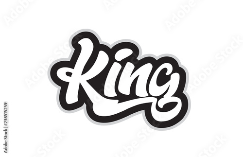 black and white king hand written word text for typography logo design photo