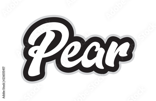 black and white pear hand written word text for typography logo design