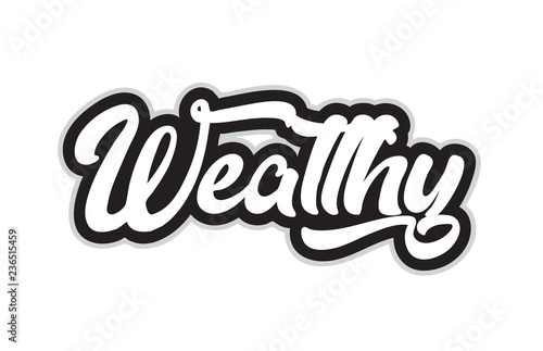 black and white wealthy hand written word text for typography logo design