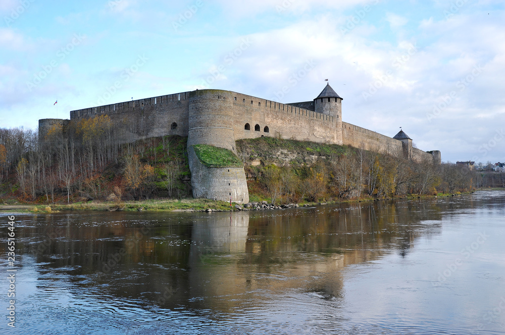 view of the fortress across the Narva river in Ivangorod