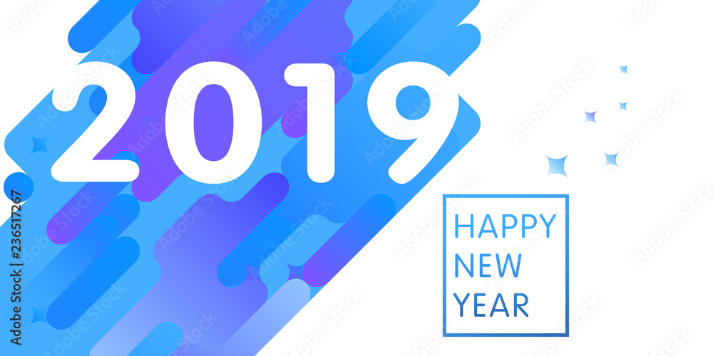 White text 2019 on abstract background for Happy New Year
