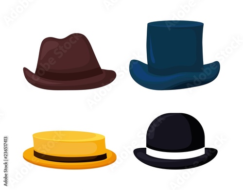 set of elegant gentleman hats