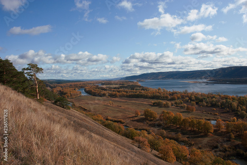 View on the Volga river and Zhiguli hills. The Autumn. © Alexander Goy