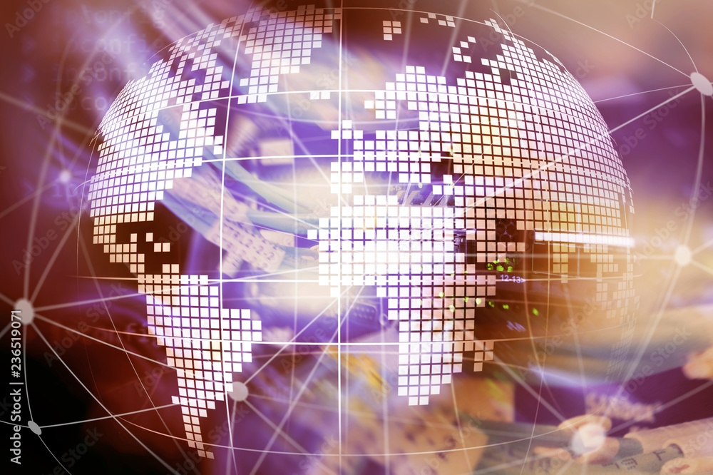 3D Earth as telecommunication and internet technology concept. 3D Earth as telecommunication and internet technology concept.