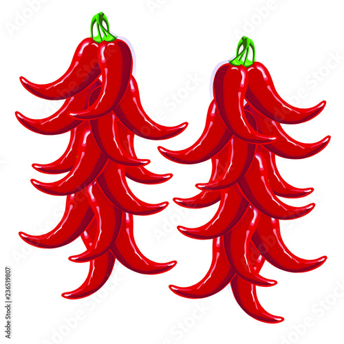 Red hot chile pepper ristras painting bright design element stock vector illustration