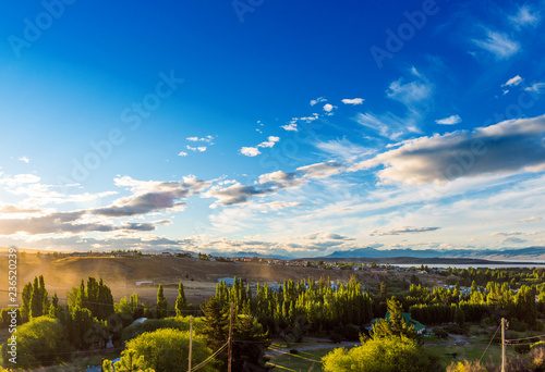View of the landscape in Calafate  Patagonia  Argentina. Copy space for text.