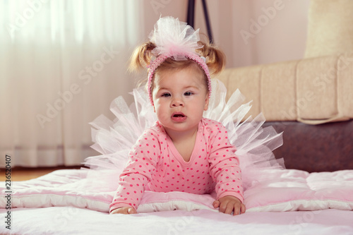 Baby girl in a tutu skirt