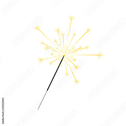 Bengal or indian light sparkler, Bright sparks , Bengal fire firework isolated . Salute element for celebration of holidays and parties, weddings and birthdays.