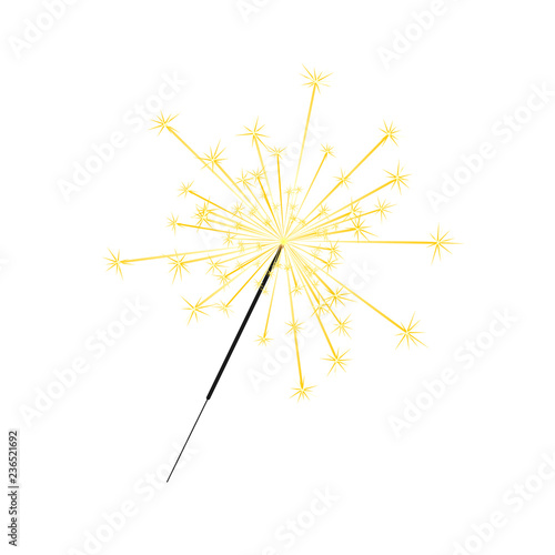 Bengal or indian light sparkler, Bright sparks , Bengal fire firework isolated . Salute element for celebration of holidays and parties, weddings and birthdays. photo