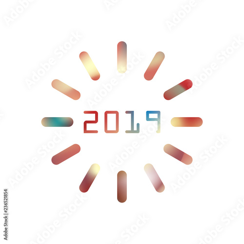 Happy new 2019 year. Greetings card. Colorful design. Vector illustration.