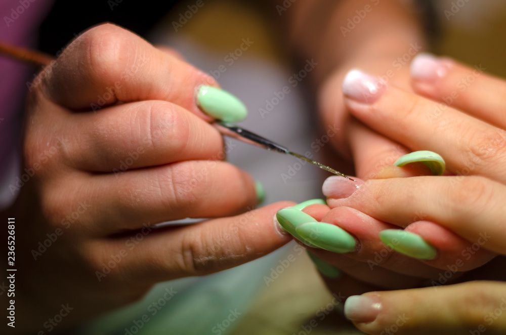 hand with tooth brush. manicure. beauty. hand with tooth brush. manicure. beauty.