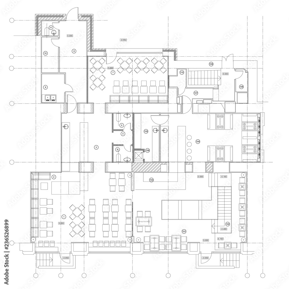 Standard cafe furniture symbols on floor plans Standard cafe furniture symbols on floor plans