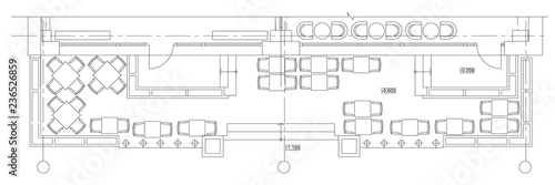 Standard cafe furniture symbols on floor plans