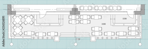 Standard cafe furniture symbols on floor plans
