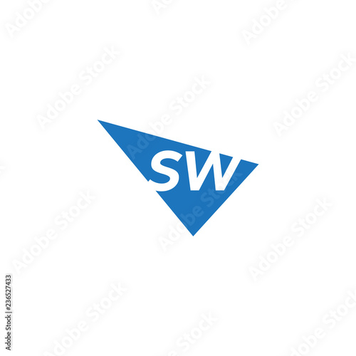 initial two letter sw negative space triangle logo