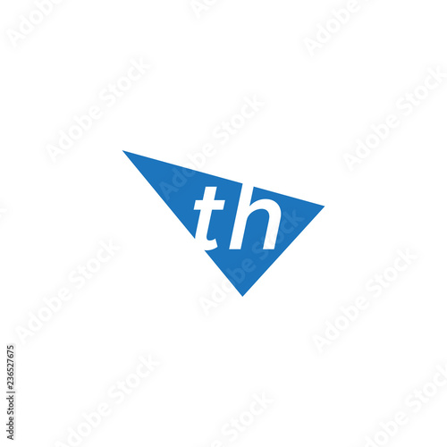 initial two letter th negative space triangle logo