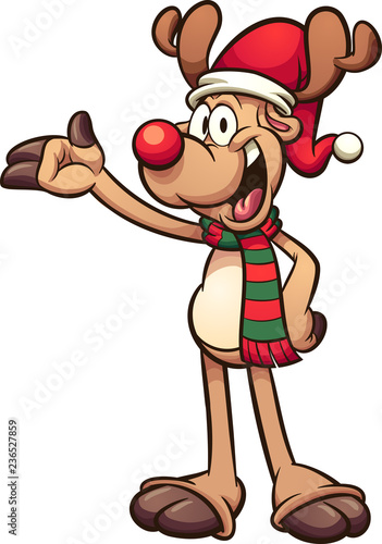 Happy Christmas reindeer. Vector clip art illustration with simple gradients. All in a single layer.